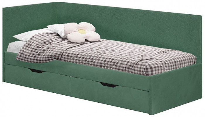 Кровать односпальная "Лео" КР-49 Белый/Изумруд