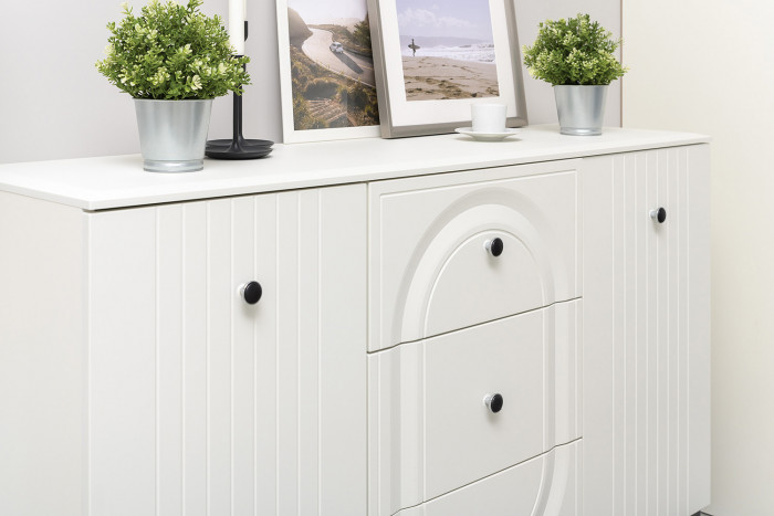 Валенсия Гостиная № 088, ЛДСП белый шагрень/МДФ белый шагрень