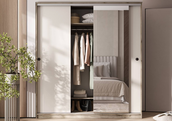 Шкаф-купе Альянс 2,0м, Крафт серый/Кашемир