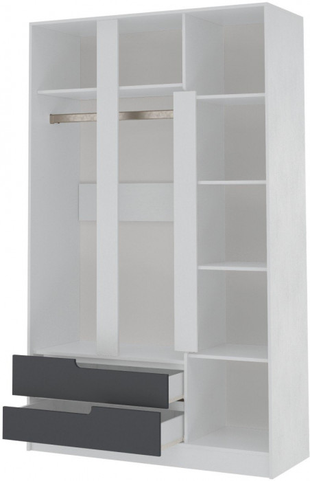 Шкаф 3-х створчатый Гавана, Белый/Графит серый