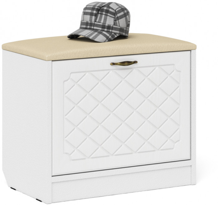 Прихожая П-6 Компоновка № 31, белая шагрень/фасады МДФ белое дерево фрезеровка ромб