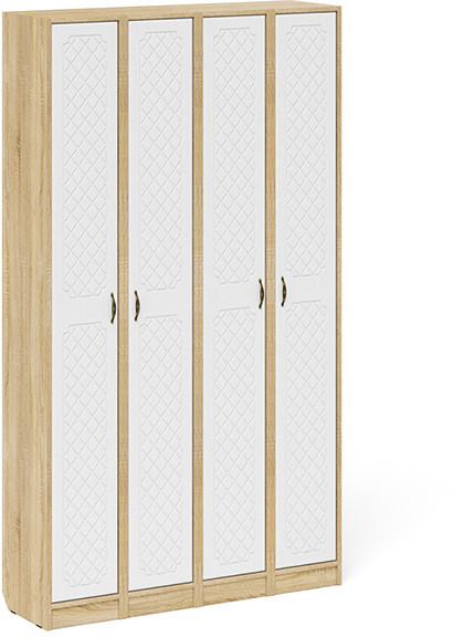 Прихожая П-6 Пенал 4 штуки, цвет дуб сонома/фасады МДФ белое дерево фрезеровка ромб, ШхГхВ 60х35х210 см., универсальная сборка