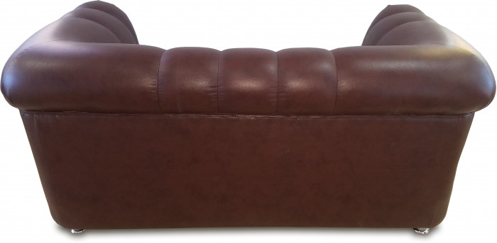 Диван кожаный черный, прямой 2-х местный, для дома, офиса, гостиной, кабинета Честер