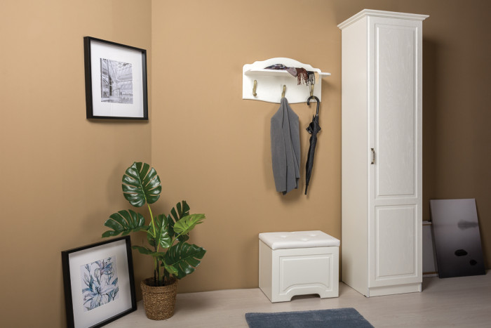 Ливерпуль Шкаф 13.27 + карниз, ясень ваниль/белый