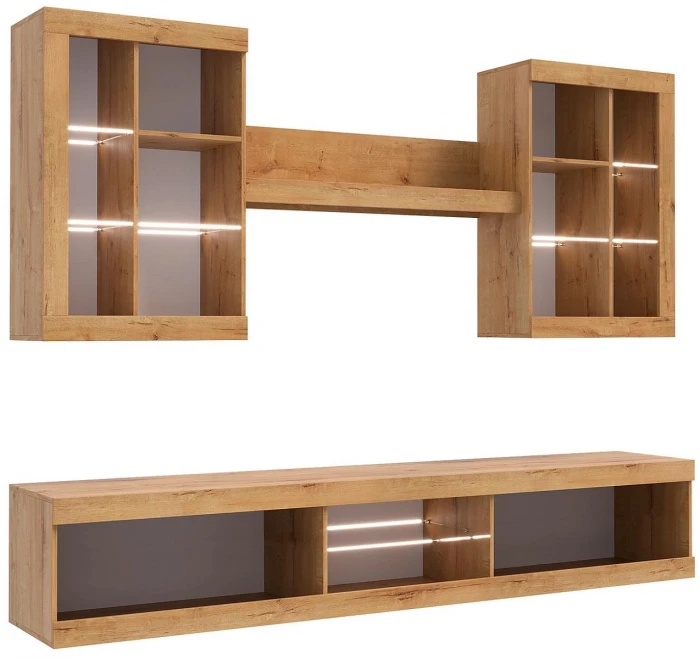 Прага Модульная Гостиная, вариант №3, Дуб Вотан/Графит