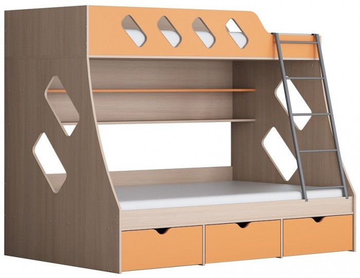 Дельта-20.01 Детская двухъярусная кровать с лестницей (Голубой, Белый)