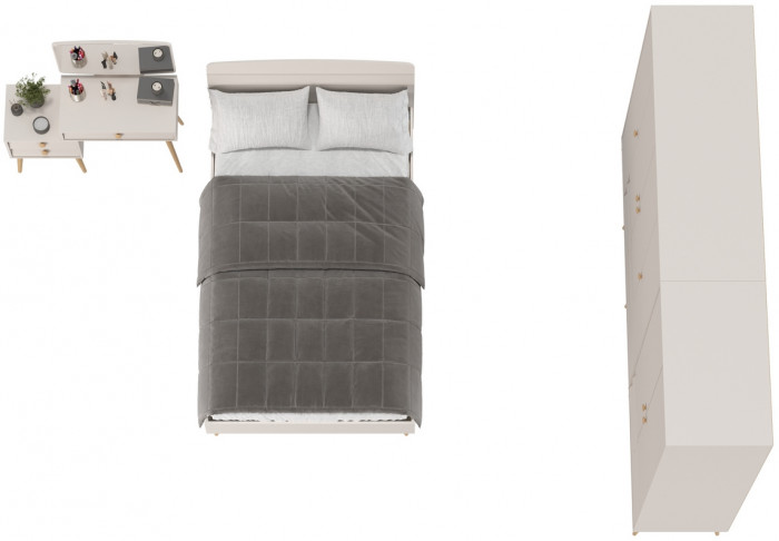 Афина Спальня 20-1200, цвет кашемир серый, сп.м. 1200х2000 мм., б/м, основание есть - фанера