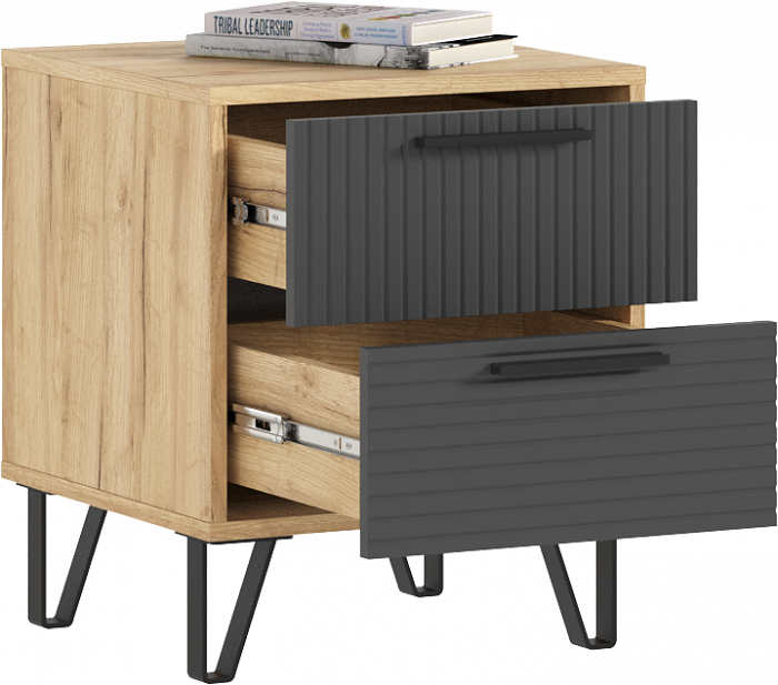 Флэш Тумбы прикроватные, браш графит/дуб крафт (2шт)