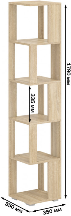 Стеллаж СВК 4 шт., цвет дуб сонома/белый, ШхГхВ 140х35х179 см.(дуб сонома 2 шт. + белый 2 шт.)