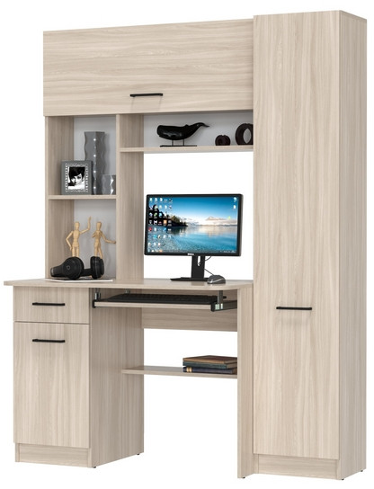 Стол рабочий 6-0603ТМяс.св Альфа, цвет ясень шимо светлый, ШхГхВ 137х61х181 см., универсальная сборка