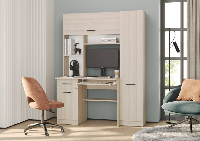 Стол рабочий 6-0603ТМяс.св Альфа, цвет ясень шимо светлый, ШхГхВ 137х61х181 см., универсальная сборка