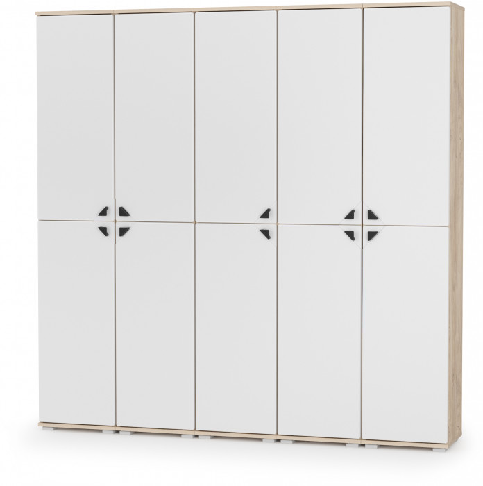 КР100 Бостон № 50, цвет дуб эндгрейн элегантный/фасады МДФ милк рикамо софт, 13.154+13.154+13.154+13.154+13.154, ШхГхВ 193х35,1х194,4 см., ун. сборка