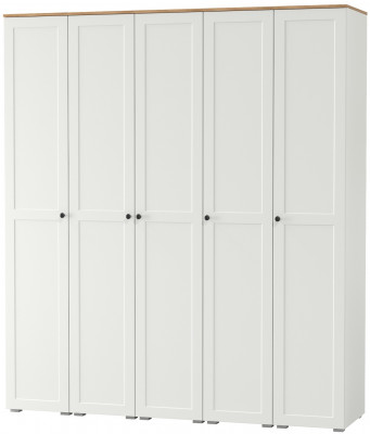 Остин 13.225 Шкаф-пенал 5 шт., цвет белый шагрень/дуб крафт золотой, ШхГхВ 200х54,3х229,6 см., универсальная сборка