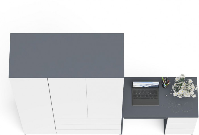 Мори компьютерный стол МС-6 правый + Шкаф МШ1200.1, графит/белый