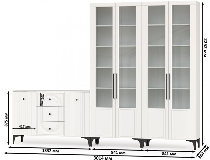Валенсия Гостиная № 111, ЛДСП белый шагрень/МДФ белый шагрень