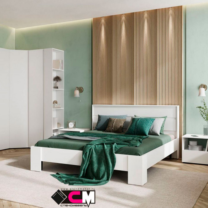 Хелен КР 02 Кровать 1.4х2.0 (1,470х0,928х2,114) белый/дуб крафт золото