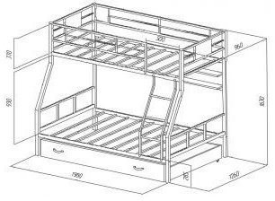 Двухъярусная кровать Гранада-1ПЯ, коричневая / Дуб (ясень шимо темный, Серый)