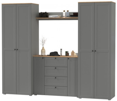 Остин Прихожая 73, цвет серый графит/дуб крафт золотой, ШхГхВ 280х54,3х229,6 см., универсальная сборка