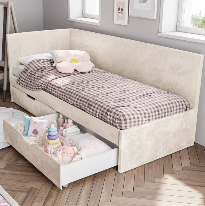 Кровать односпальная "Лео" КР-49 Белый/Мокко