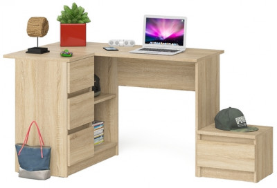 Мори Стол компьютерный МС-16 левый + Тумба ТМП400.1, цвет дуб сонома, ШхГхВ 164,8х84,9х76,6 см., выдвижные ящики слева, НЕ универсальная сборка