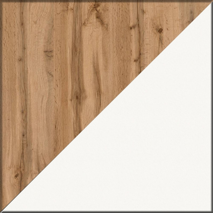 Ксения Кровать с ящиками 0900, цвет дуб вотан/белый, ШхГхВ 96,4х221,6х72 см., сп.м. 900х2000 мм., без матраса, основание есть, ун. сб.