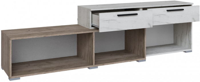 Тумба ТВ Альберо, Крафт серый/Крафт белый