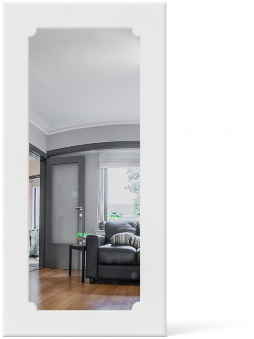 Прихожая П-6 Зеркало, цвет МДФ белое дерево фрезеровка ромб, ШхГхВ 50х1,6х102 см.