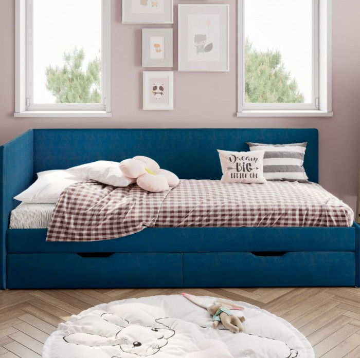 Кровать односпальная "Лео" КР-49 Белый/Океан