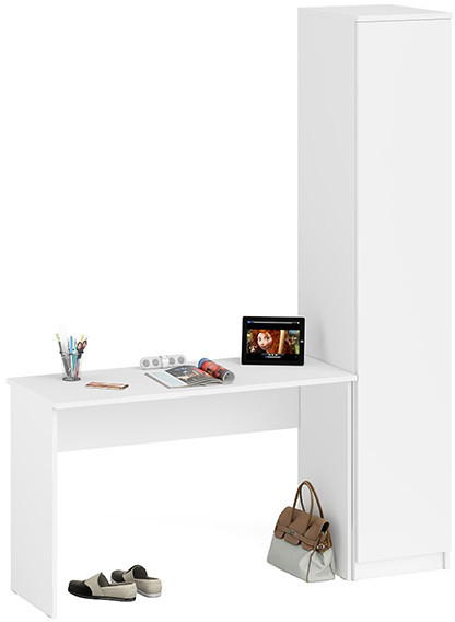 Мори письменный стол МСП1200.1 + Пенал МШ400.1, белый