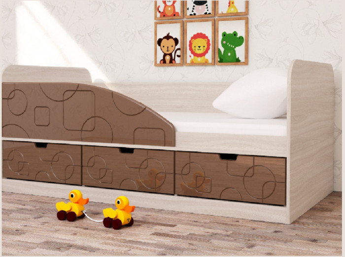 Кровать Бриз-4 80х160 Квадрат (Ирис/Белый/Левый)