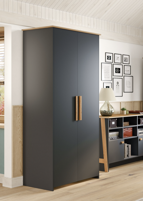 Шкаф двухдверный "Скандинавия" - Антрацит/Дуб наварра