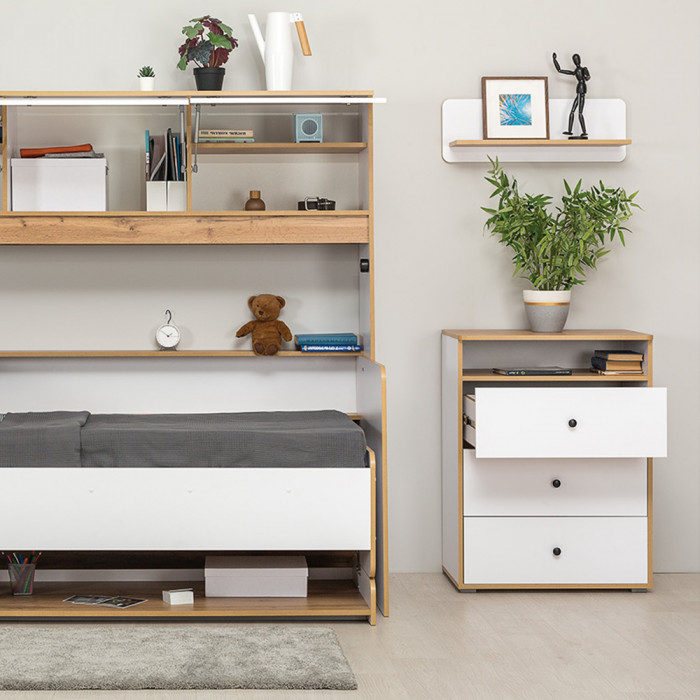 Вуди 13.293 Комод, цвет белый премиум/дуб крафт золотой, ШхГхВ 70х43,1х93,2 см.