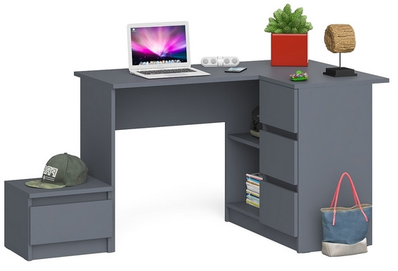 Мори Стол компьютерный МС-16 правый + Тумба ТМП400.1, цвет графит, ШхГхВ 164,8х84,9х76,6 см., выдвижные ящики справа, НЕ универсальная сборка
