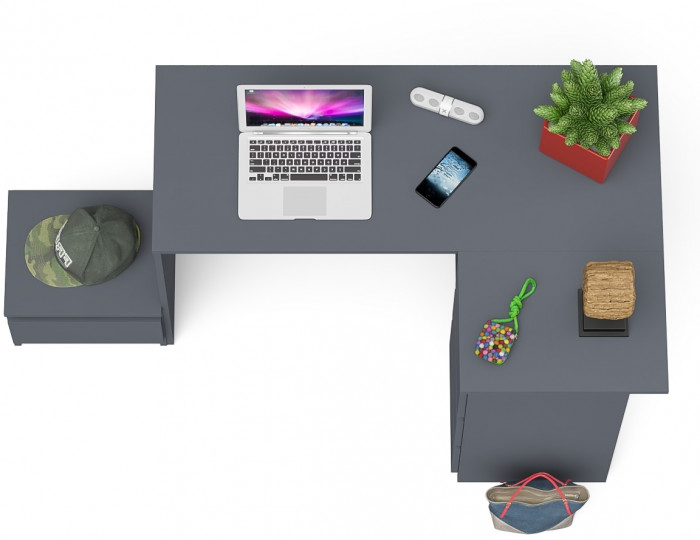 Мори Стол компьютерный МС-16 правый + Тумба ТМП400.1, цвет графит, ШхГхВ 164,8х84,9х76,6 см., выдвижные ящики справа, НЕ универсальная сборка