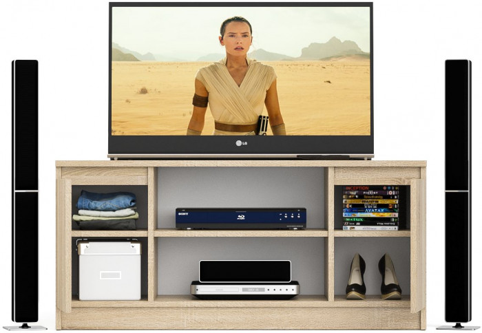 Мори Тумба ТВ МТВ1200.1, цвет дуб сонома, ШхГхВ 120,4х41х54,6 см.