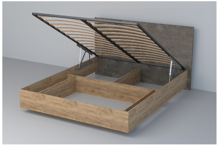 Кровать 1,6 арт.031 (ЛДСП) ПМ (Бетон Светлый/Камень Темный)