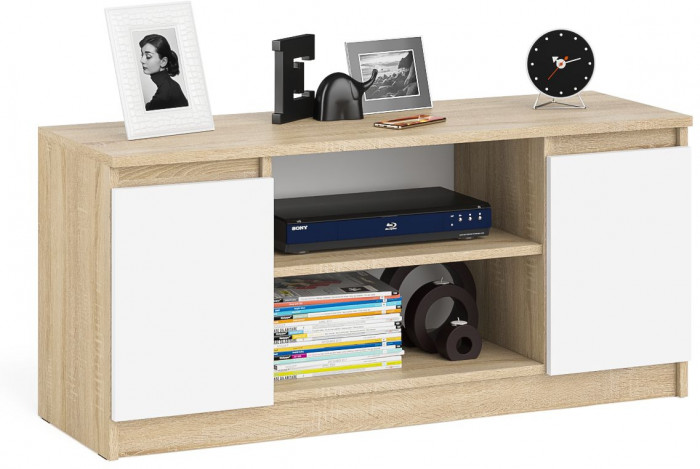 Мори Тумба ТВ МТВ1200.1, цвет дуб сонома/белый, ШхГхВ 120,4х41х54,6 см.