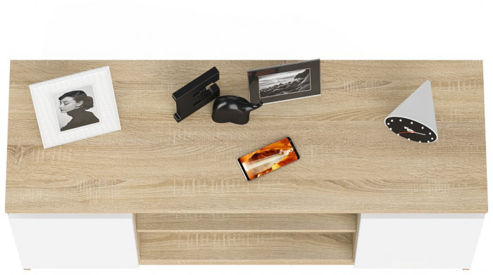 Мори Тумба ТВ МТВ1200.1, цвет дуб сонома/белый, ШхГхВ 120,4х41х54,6 см.