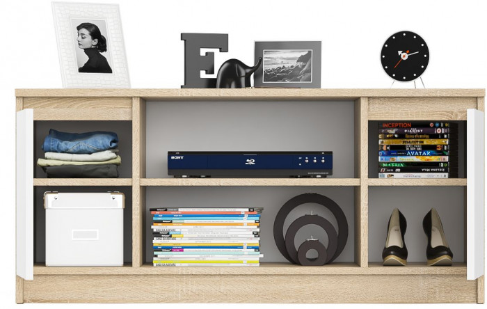 Мори Тумба ТВ МТВ1200.1, цвет дуб сонома/белый, ШхГхВ 120,4х41х54,6 см.