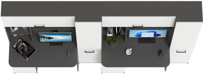 Два стола рабочих 6-0603Мграф/бел Альфа, графит/белый