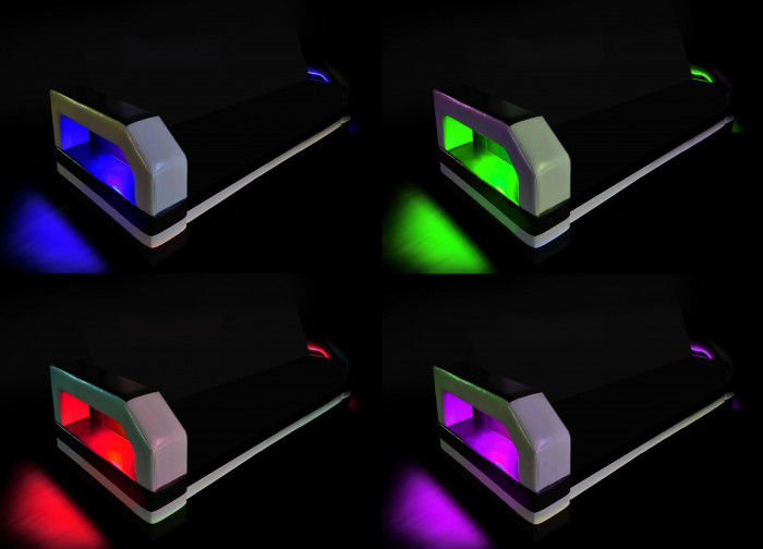 Диван-кровать раскладной еврокнижка, угловой Манчестер, с подсветкой, ширина спального места 160 см, рогожка/экокожа, серый