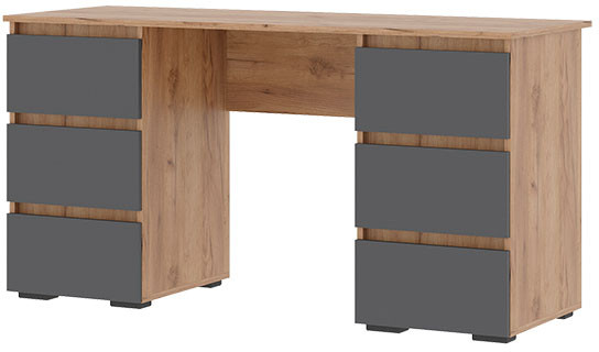 Хелен ПС 02 Письменный стол (1,420х0,730х0,500) серый графит/дуб крафт золото