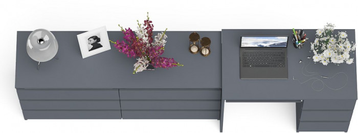 Мори компьютерный стол МС-6 правый + Комод МК1380.6, графит