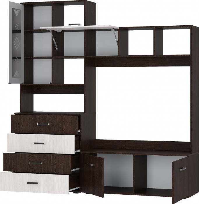 Стенка в гостиную Белла, венге/ясень белый