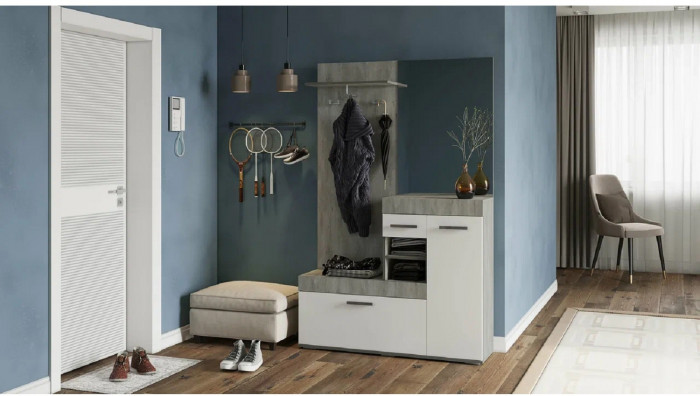 Прихожая Инстайл, бетон/белый