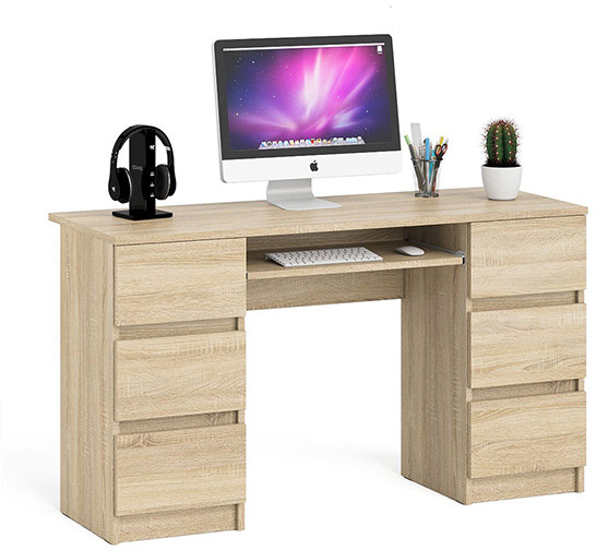 Мори Стол компьютерный МС-2, цвет дуб сонома, ШхГхВ 135,4х50х76,6 см.