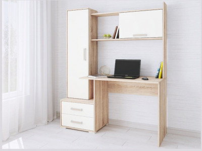 Компьютерный стол Квартет-9, сонома/белый