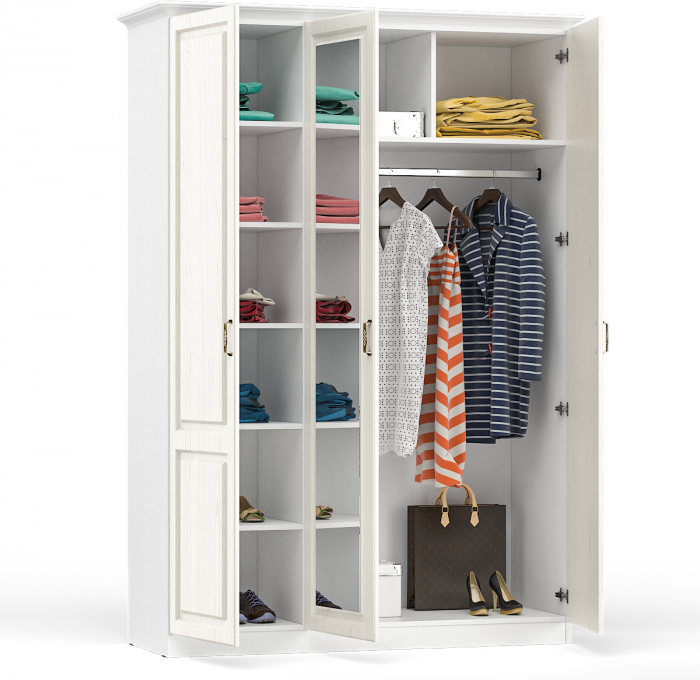 Ливерпуль Шкаф комбинированный 08.45 Н + карниз, ясень ваниль/белый