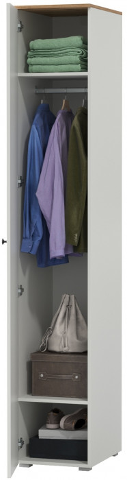 Остин 13.225 Шкаф-пенал, белый шагрень/дуб крафт золотой