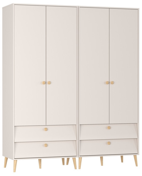 Афина Спальня Шкаф 2-х дверный с двумя ящиками х 2, цвет кашемир серый, ШхГхВ 180,6х56,3х220 см.